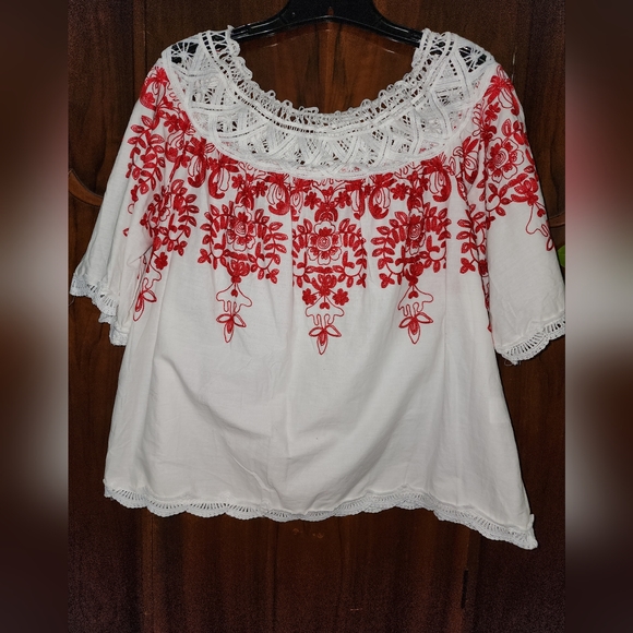 NWOT ASOS Off Shoulder Embroidered Top - Picture 3 of 8